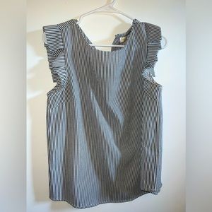 Pinstriped blouse! Dark Grey and white. Lightweight material. Size large